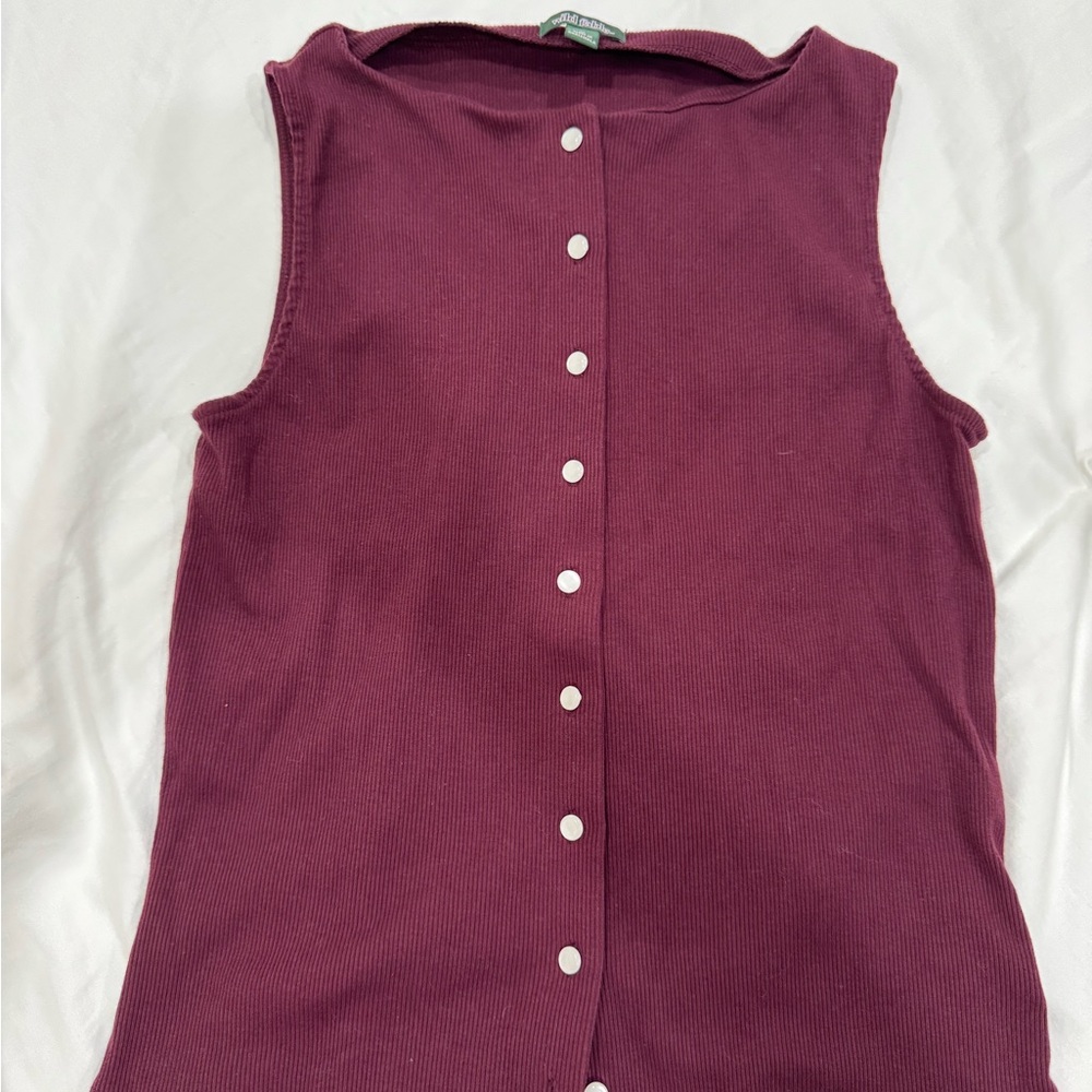 wild fable Plum Ribbed Button-Back Tank Top